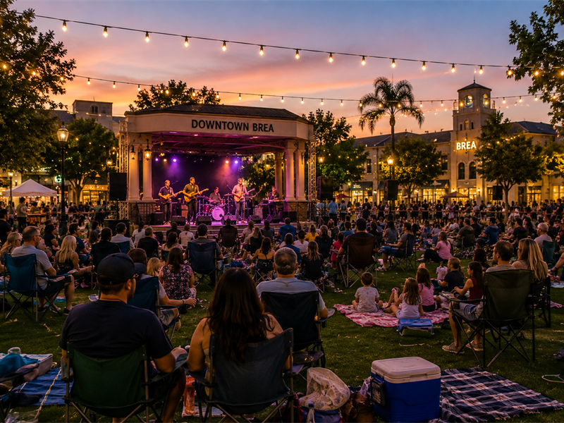 Sunset concert in downtown Brea